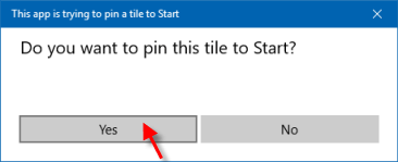 Pin this tile to Start