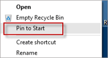 Pin to start missing from context menu