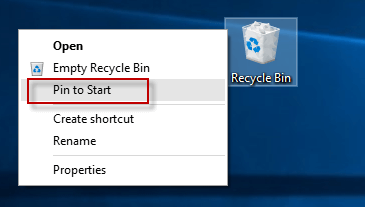 Pin to Start option
