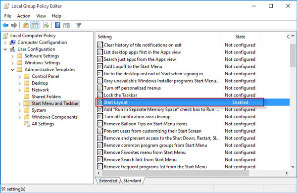 Start Layout policy