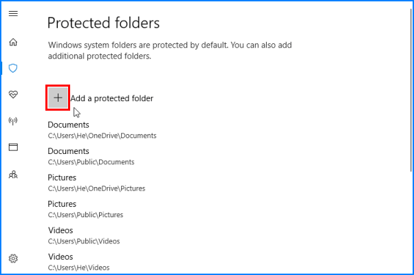 Add a protected folder