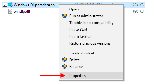 Open program or app Properties