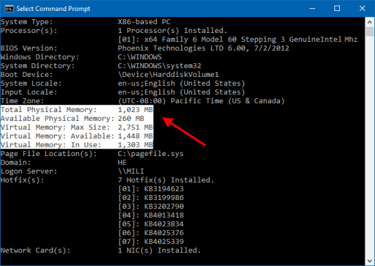 Check system memory