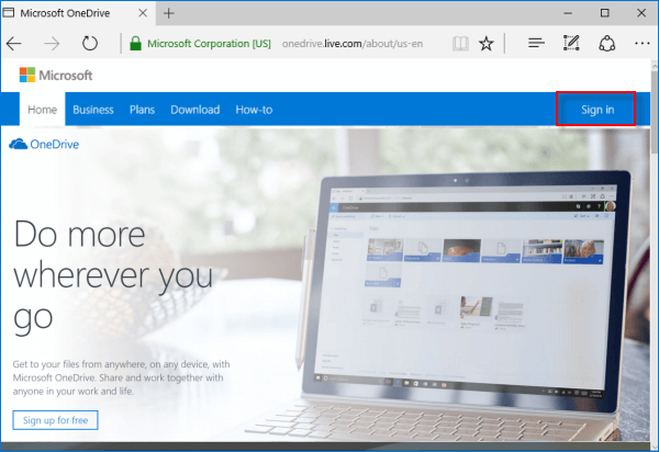 sign in onedrive wth microsoft account