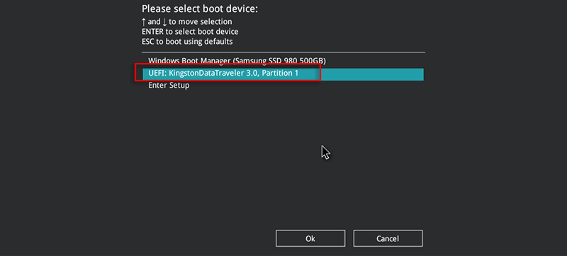 Type command line.select-uefi-partition