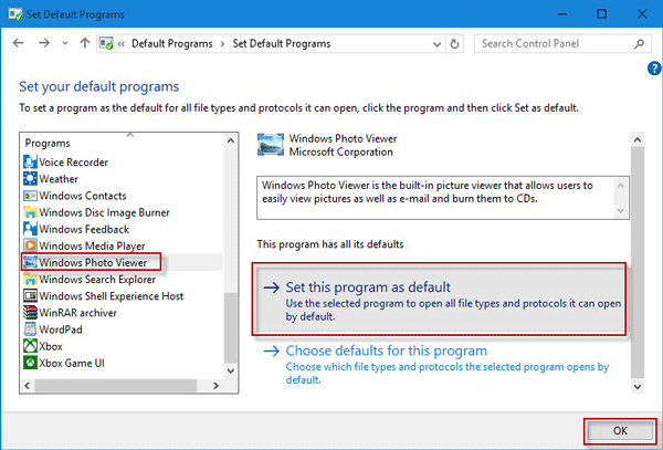 Click Set this program as default