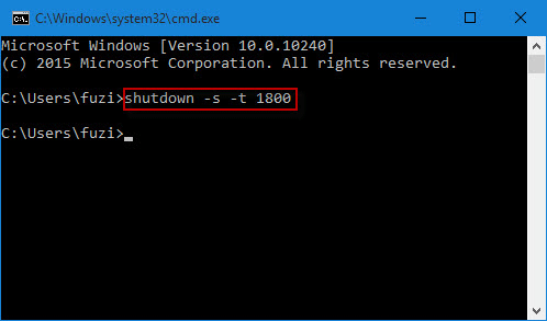 type timed shutdown command