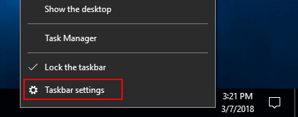 Open Taskbar Settings