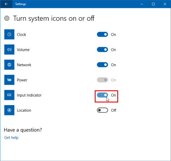 Input Indicator