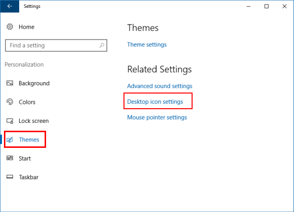 Desktop icon settings