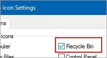 show or hide recycle bin icon