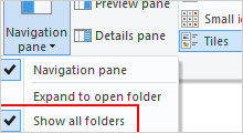 show or hide recycle bin in navigation pane