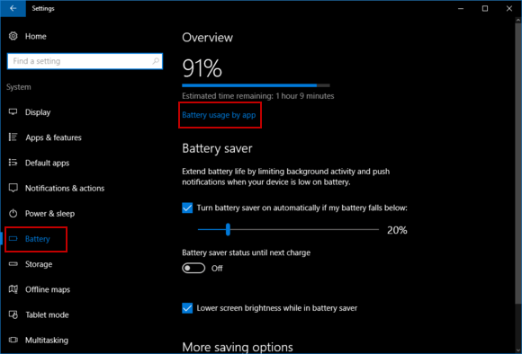 Battery usage by app