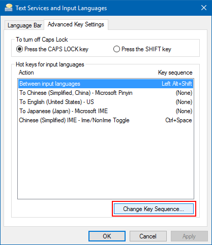 Change Key Sequence