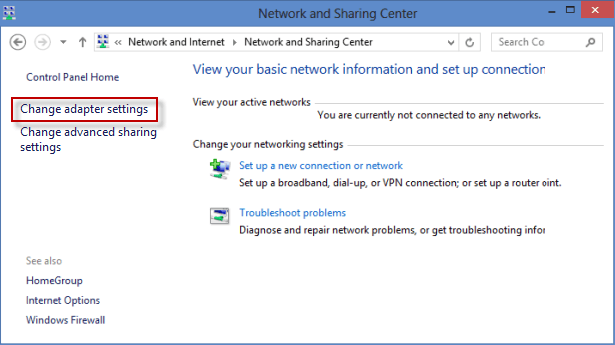 Change adapter setting