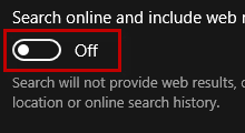 disable web results in Windows 10 Search