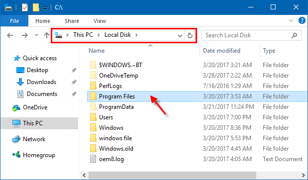 Open Program Files