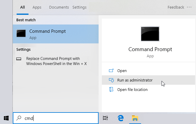 Open Command Prompt as Administrator