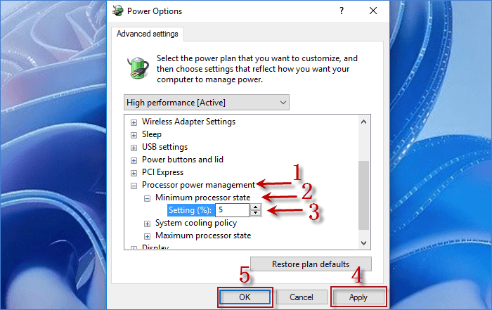 adjust Processor power management