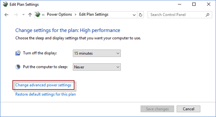  choose Change advanced power settings