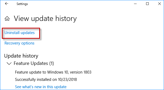 click uninstall updates