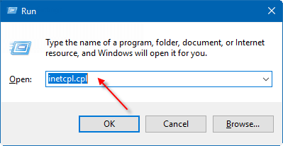 Run inetcpl.cpl