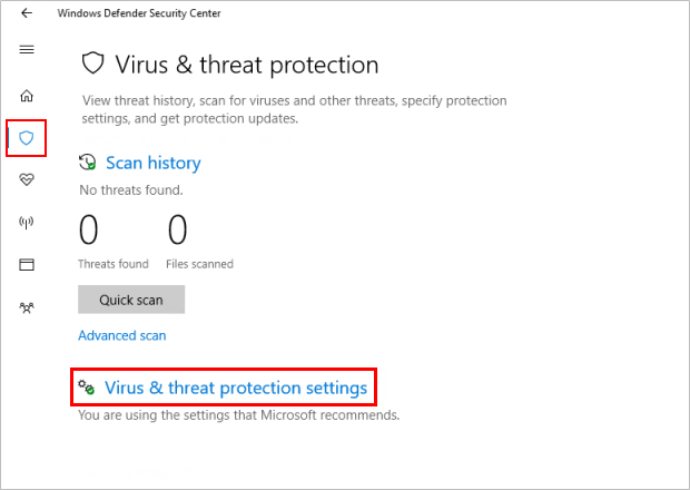 Virus threat protection