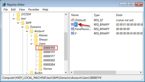 Double-click F entry