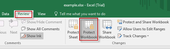 Click Protect Workbook