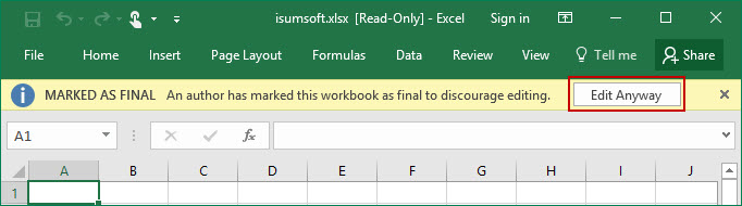 How To Disable Read Only In Excel 2016