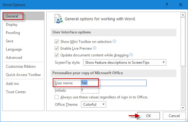 Change Your User Name For Track Changes In Microsoft Word 2016 Mac 