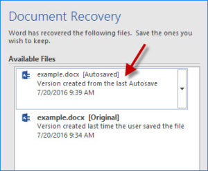 accidentally closed word without saving autorecover 2016