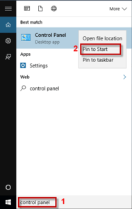 add control panel to right click start menu windows 10