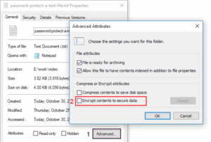 password protect a file windows 10