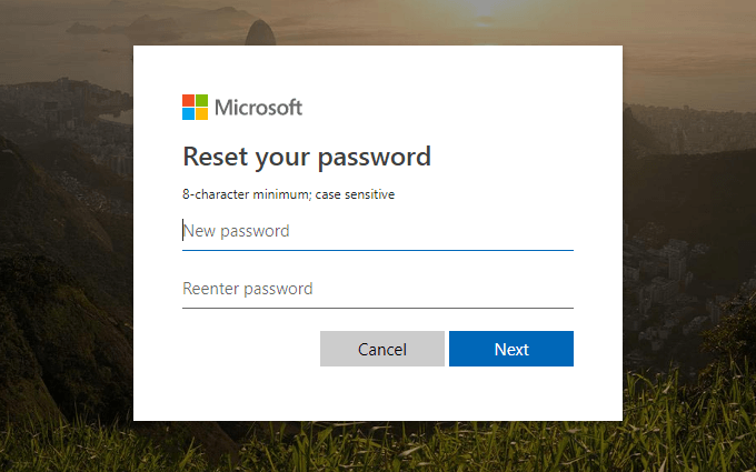 changing my microsoft outlook account password